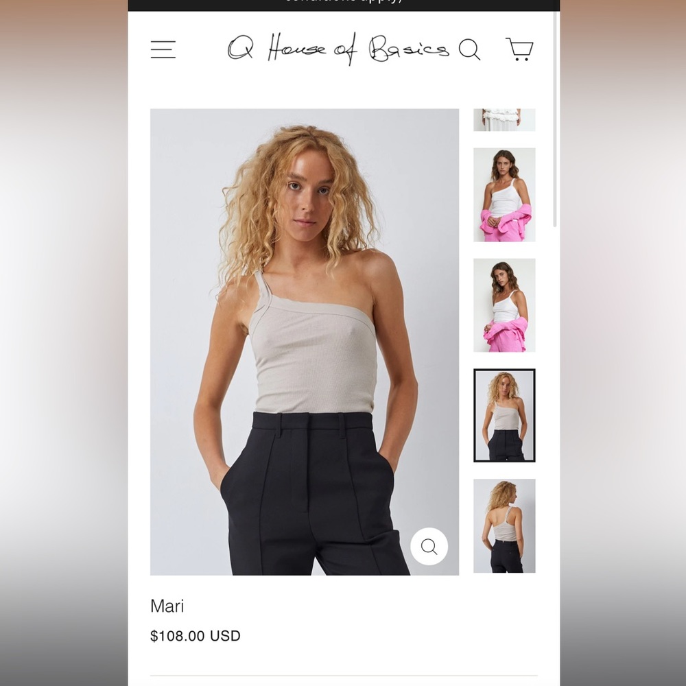 Q House of Basics Mari one shoulder tank